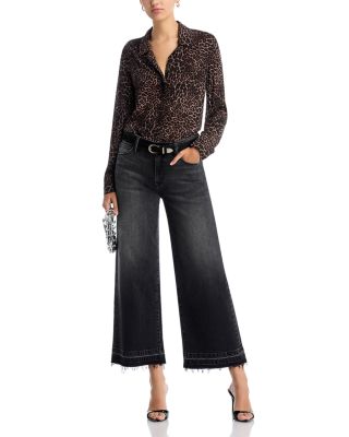 Rafaella Cropped Wide Leg Jeans in Washed Black