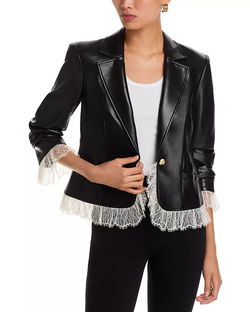 Cinq a Sept Le Petit Roxie Faux Leather Blazer