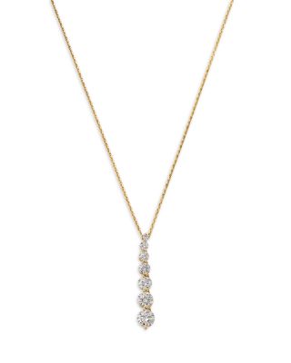 Certified Lab Grown Diamond Linear Pendant Necklace in 14K Yellow Gold, 2.0 tcw