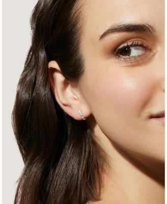  Suzanne Sterling Silver and Cubic Zirconia Huggie Hoop Earrings