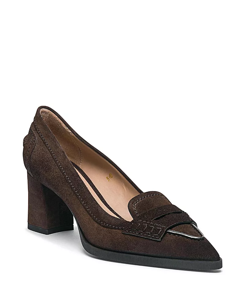 Santoni Women's Suede Mid-Heel Pump