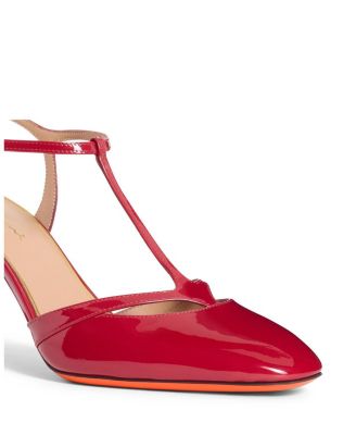  Women&#39;s Patent Leather High-Heel T-Bar Pump