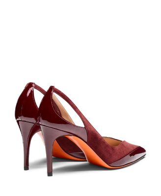 Women's Patent Leather and Suede High-Heel Pumps