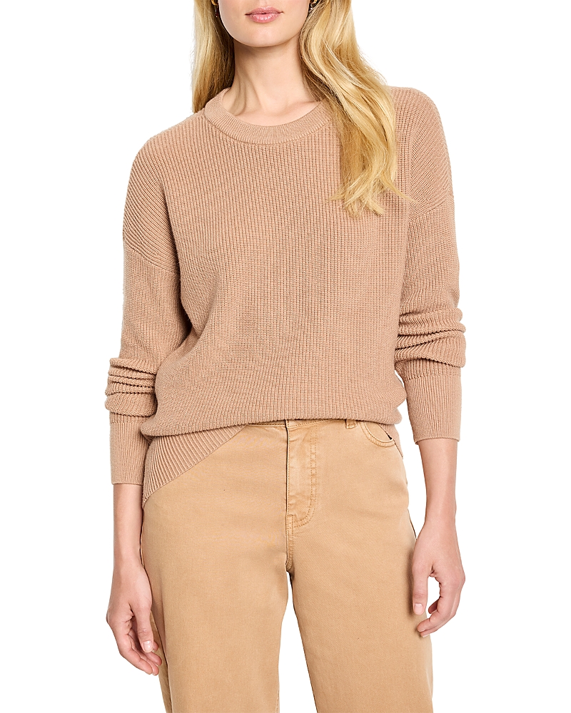 Nic + Zoe Nic+zoe Shaker Stitch Crewneck Sweater In Brown