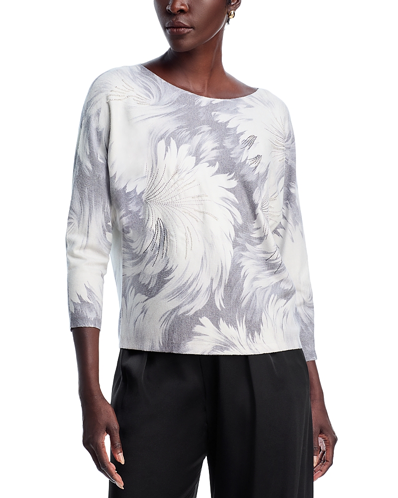 Sioni Embellished Printed Dolman Sleeve Sweater In Multi