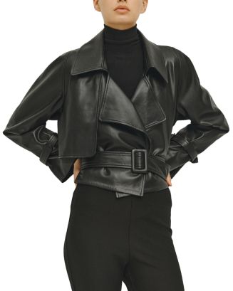 ELODIE THE LABEL Charles Faux Leather Crop Trench Jacket