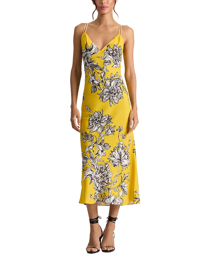 Alice And Olivia Kiro Blooming Wild Golden Hour Midi Slip Dress In Multi