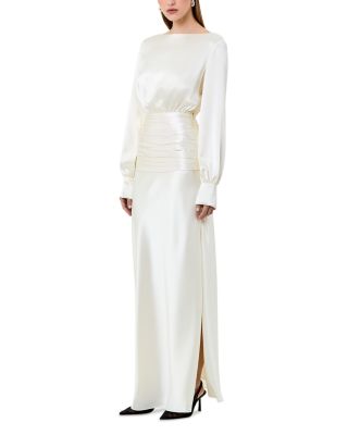 Samina Long Sleeved Shirred Gown  