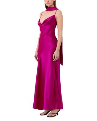 Geneva Sleeveless Cowl Neck Side Slit Gown