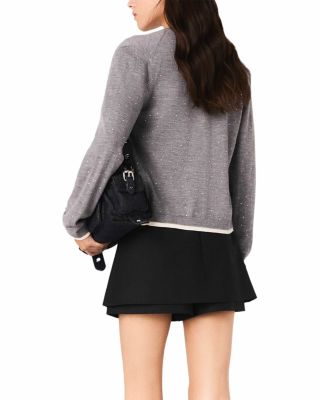 Wool Cardigan with Rhinestones