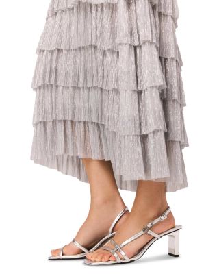 Metallic Ruffled Midi Dress