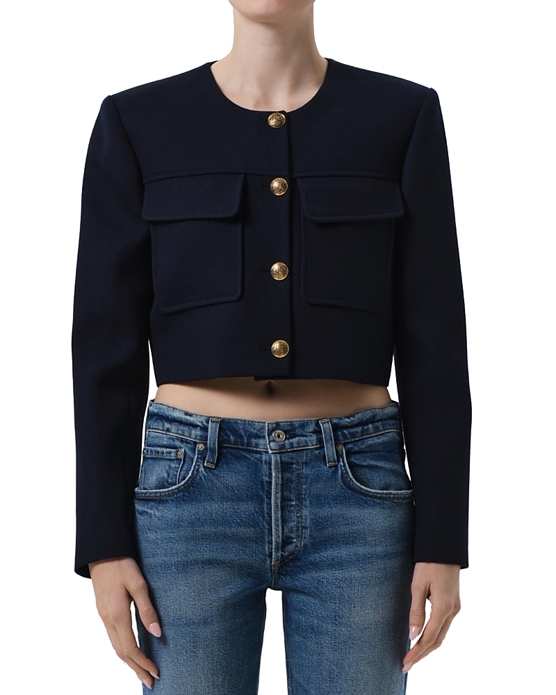 Citizen Of Humanity Citizens Of Humanity Sophia Crop Wool Jacket In Blue