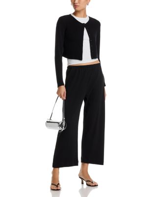 Pointelle Cropped Wide Leg Pants