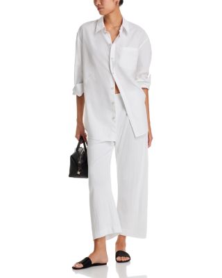 Pointelle Cropped Wide Leg Pants