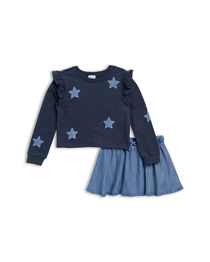 Splendid Girls' Shining Star Top & Skirt Set - Little Kid In Blue