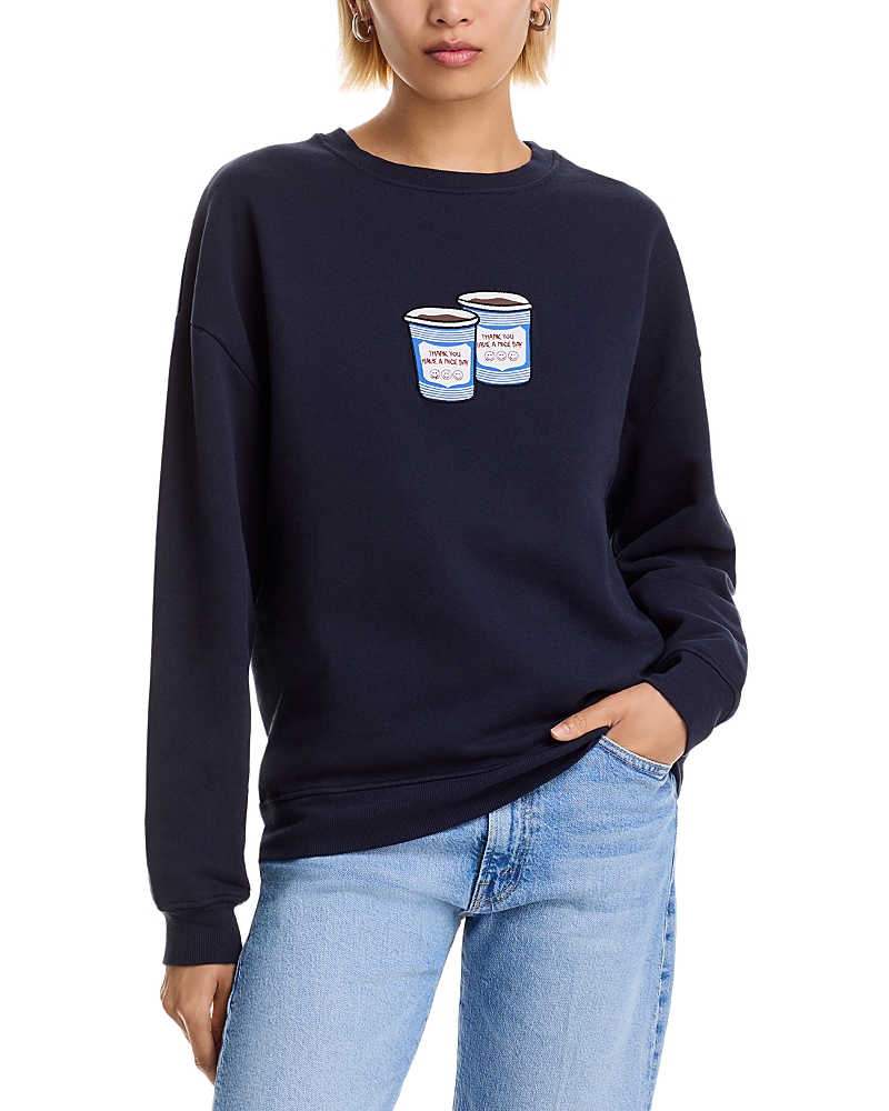 Kule The Oversized Coffee Sweatshirt Navy In Blue