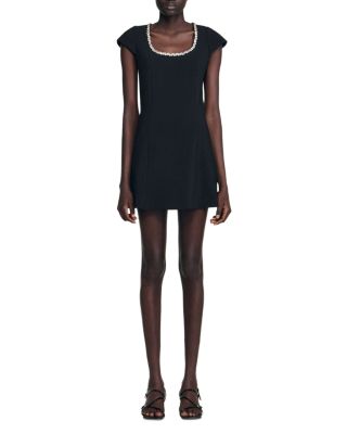 Short Dress with Rhinestone Collar