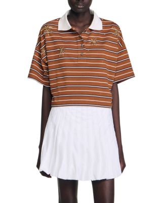 Striped Rhinestone Polo Tee