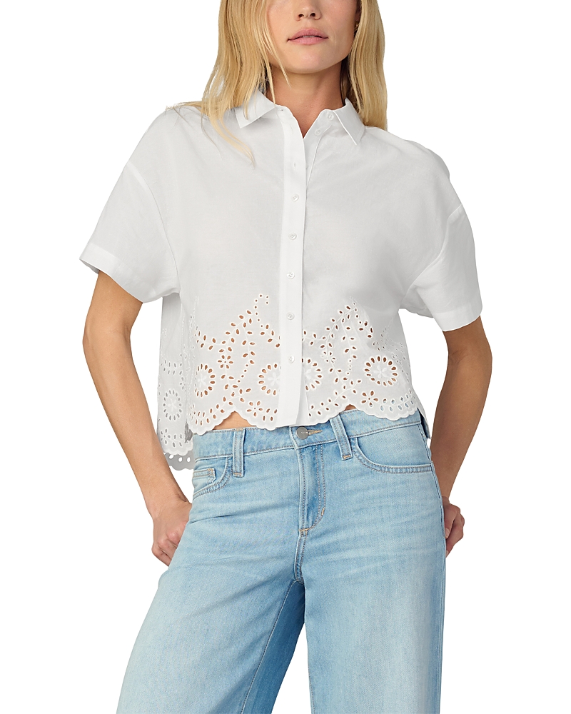 Joe's Jeans The Eyelet Short Sleeve Blouse In White