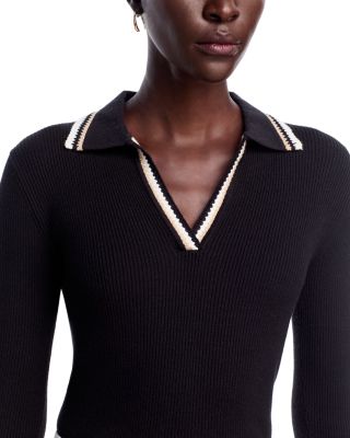 Long Sleeve Collar Rib Pullover Sweater