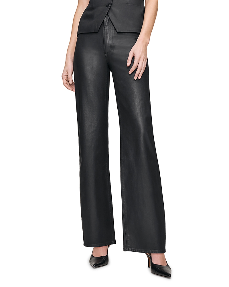 Dl1961 Karmine Sculptsystem Refined Wide Leg Jeans In Black Coated In Black
