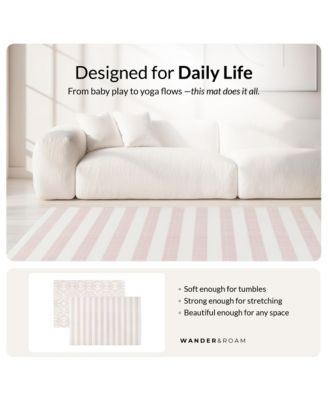  Reversible Baby PlayMat - Emerson Ikat + Jack Stripe Design – Soft, Non-Toxic Foam – Waterproof, Easy to Clean