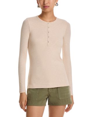 Heathered Modal Rib Long Sleeve Henley Top