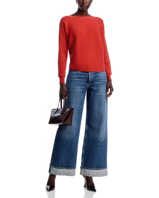 Long Dolman Sleeve Boat Neck Sweater