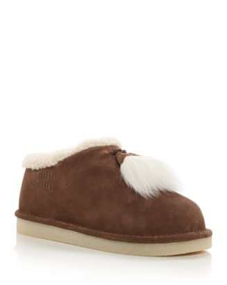 Miu Miu Women's Shearling Tassel Slippers | Bloomingdale's Shoes