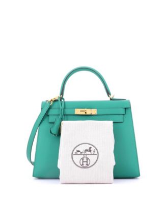 Kelly 28 Handbag Green Epsom with Gold Hardware