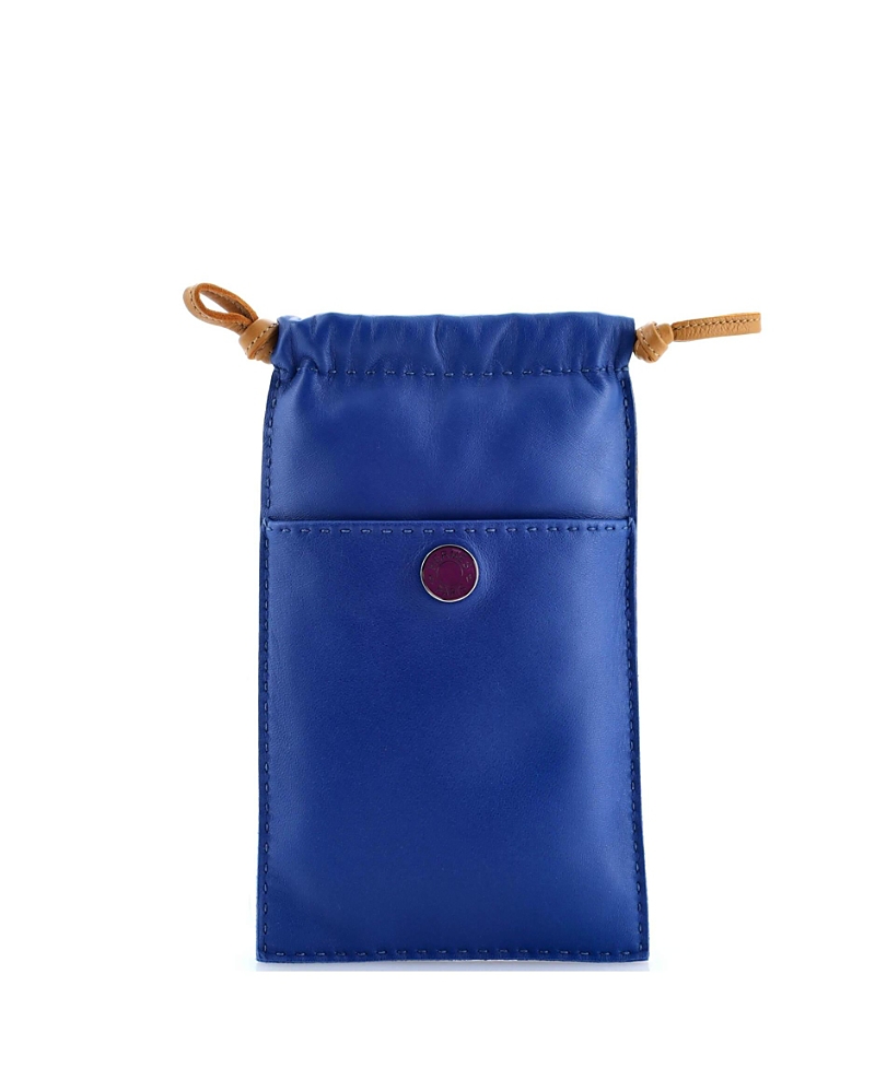 Pre-owned Pre-owned Hermes Hermes Pilo Phone Case Milo Lambskin And Swift In Blue
