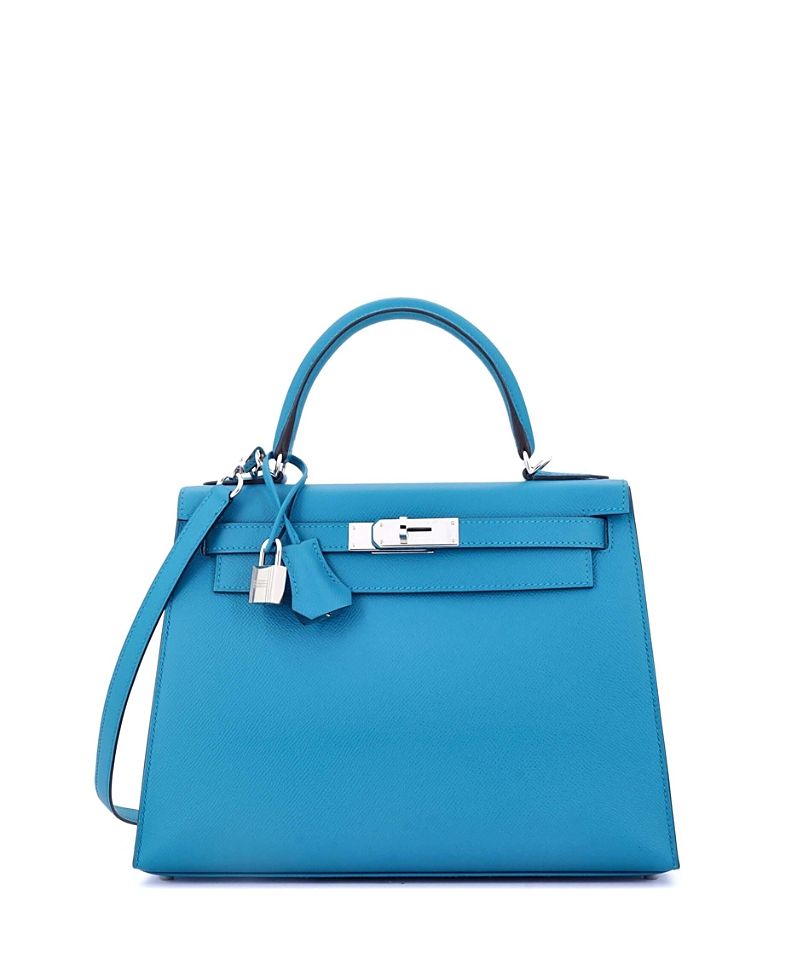 Pre-owned Pre-owned Hermes Hermes Kelly 28 Handbag Blue Epsom With Palladium Hardware