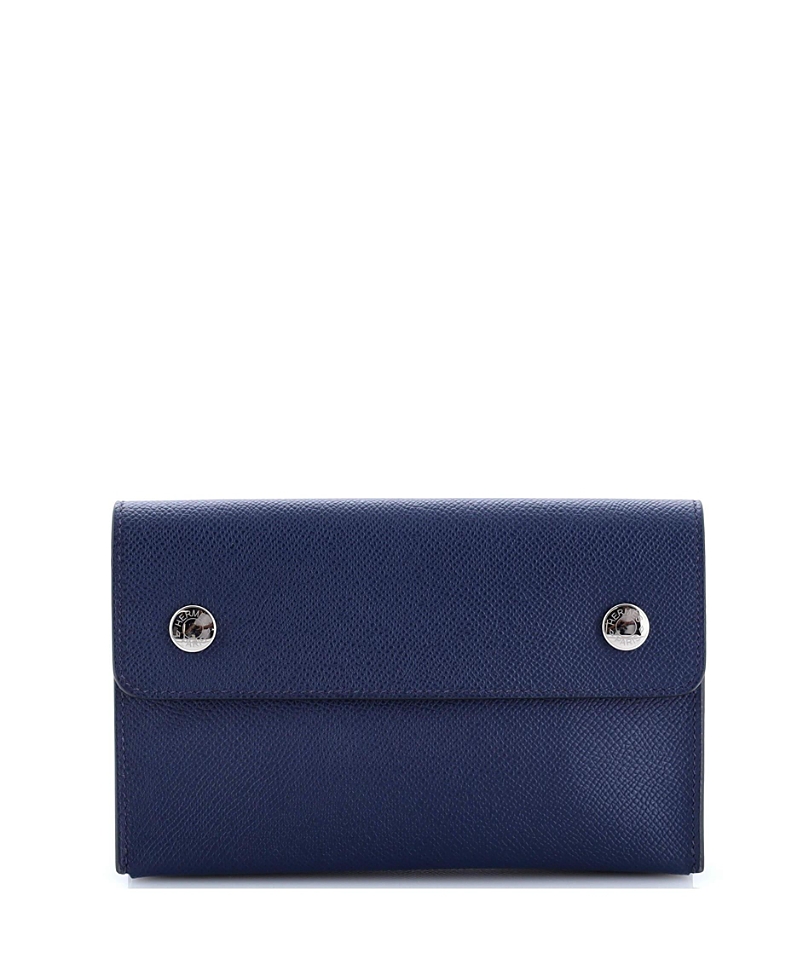 Pre-owned Pre-owned Hermes Hermes Hermesnap Wallet Bag Epsom In Blue