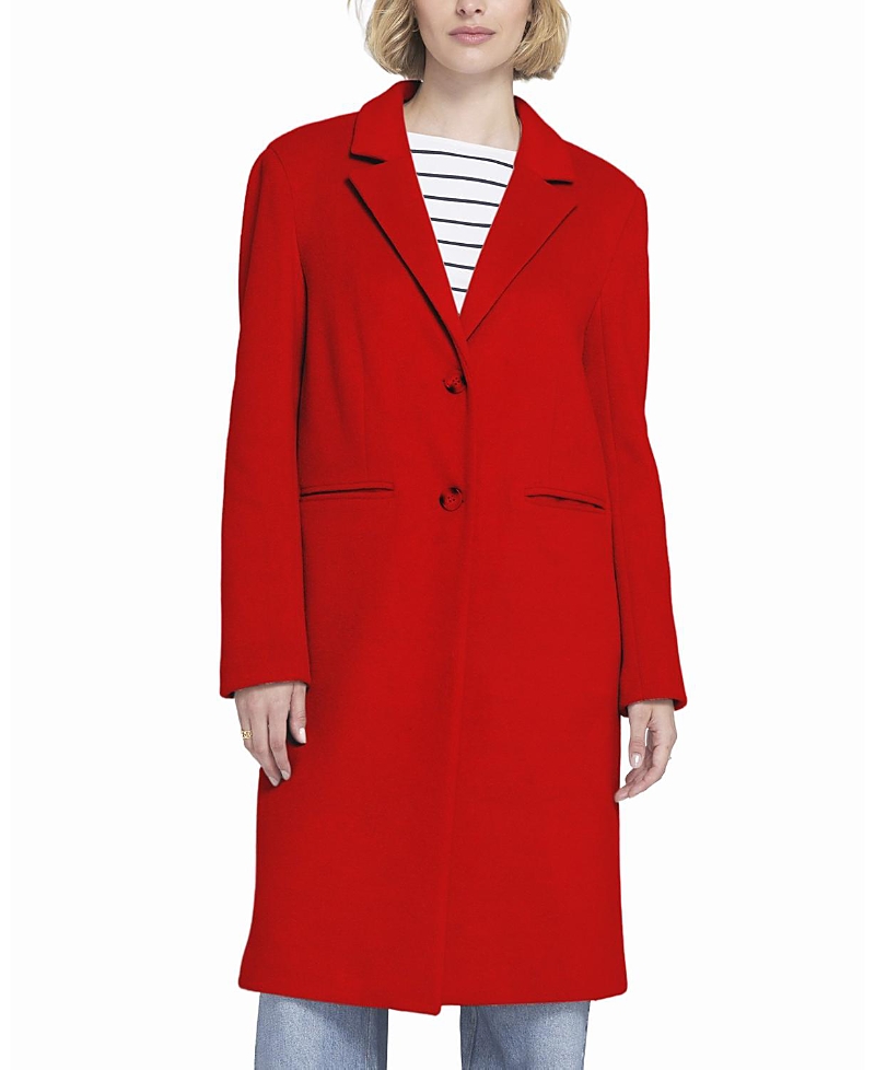 Elle Collection Melton Coat With Printed Lining Trench In Red