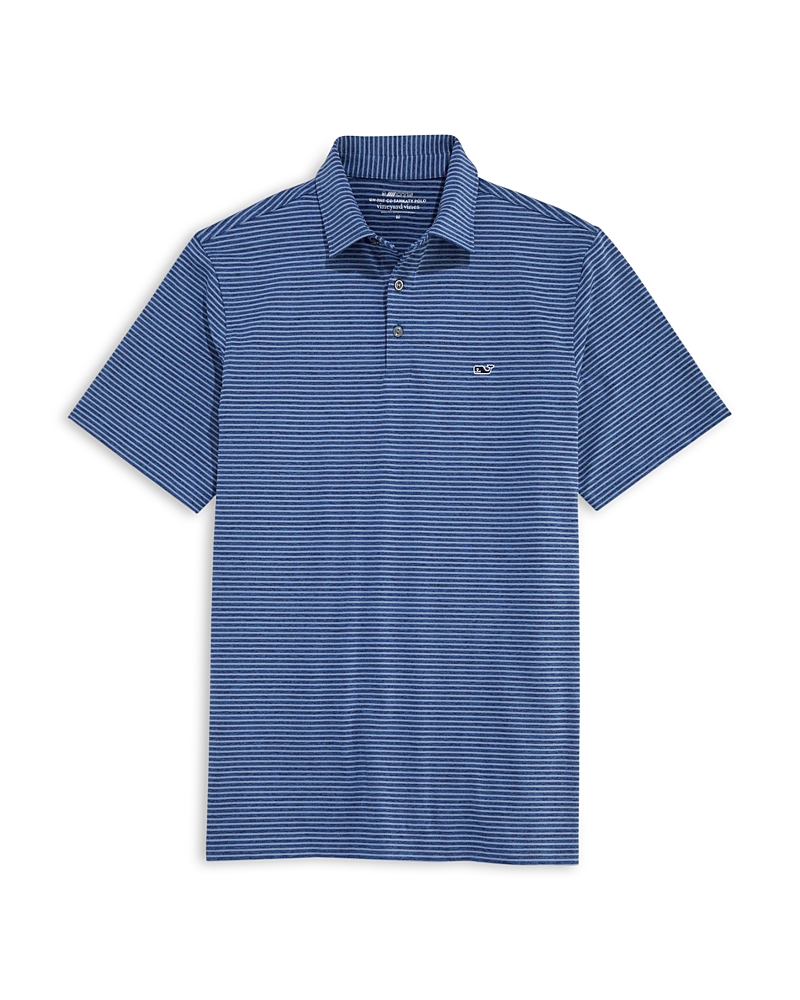 Vineyard Vines Stripe Sankaty Short Sleeve Performance Polo In Blue
