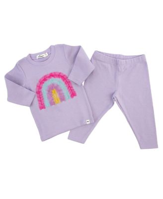 Girls' Bright Tulle Rainbow Applique 2-Piece Tee and Pant Set - Baby