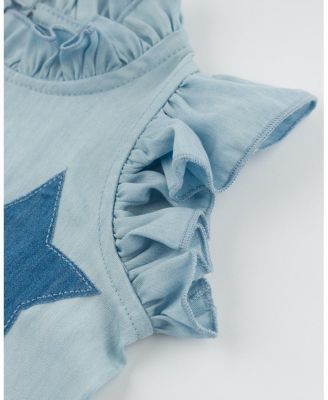  Girls' Lola Stars Applique with Ruffle Lyocell Denim Blouse - Baby, Little Kid