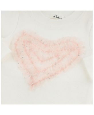 Girls' Ruffle Heart Fleck Tulle Applique 2-Piece Set - Baby