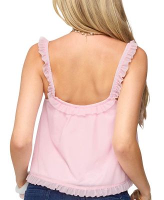Ruffle Mesh Babydoll Tank Top