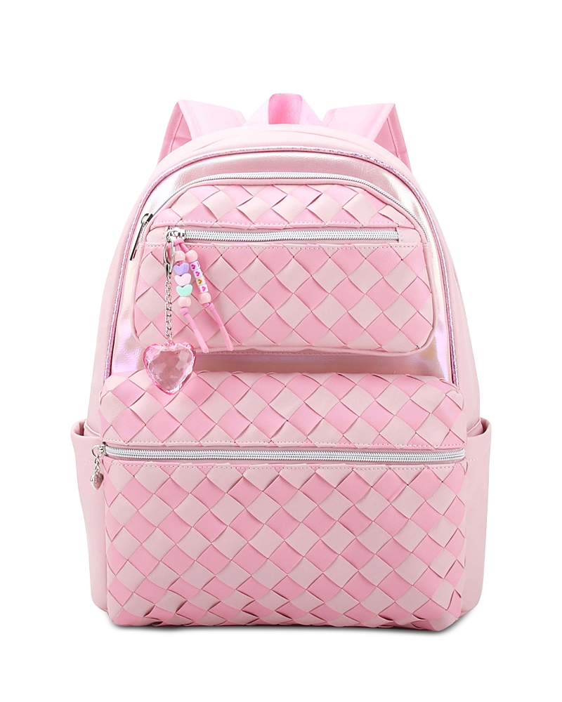 Omg Accessories Kids' Woven Large Backpack With Charm In Pink