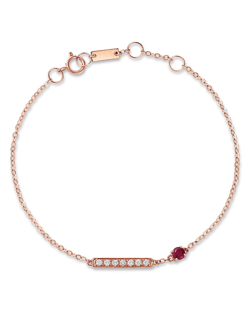 Bloomingdale's Fine Collection Ruby & Diamond Bracelet In 14k Rose Gold In Gold