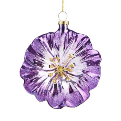 Glass Purple Flower Ornament - Exclusive
