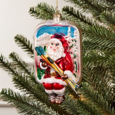 Ski Lift Santa Ornament - Exclusive