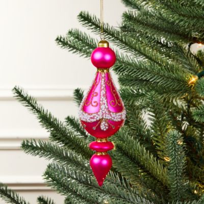 Glass Pink Finial Ornament - Exclusive