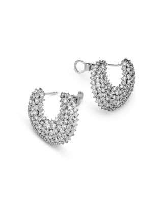 Diamond Front to Back Earrings in 14K White Gold, 6.50 tcw