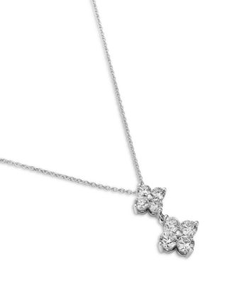 Diamond Two Tier Pendant Necklace in 14K White Gold, 1.5 tcw
