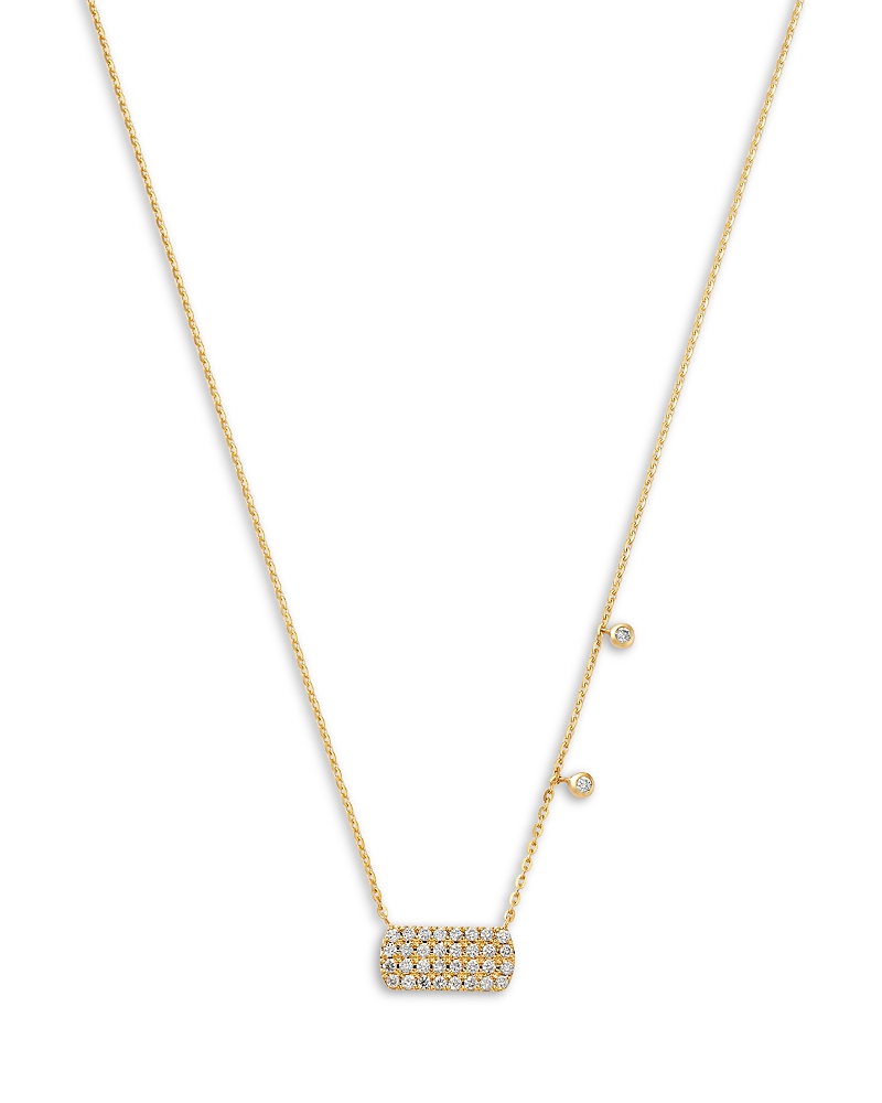 Bloomingdale's Fine Collection Diamond Pave Rectangular Disc Pendant Necklace In 14k Yellow Gold, 0.20 Tcw In Gold