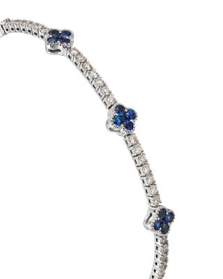 Sapphire & Diamond Flexible Bangle in 14K White Gold