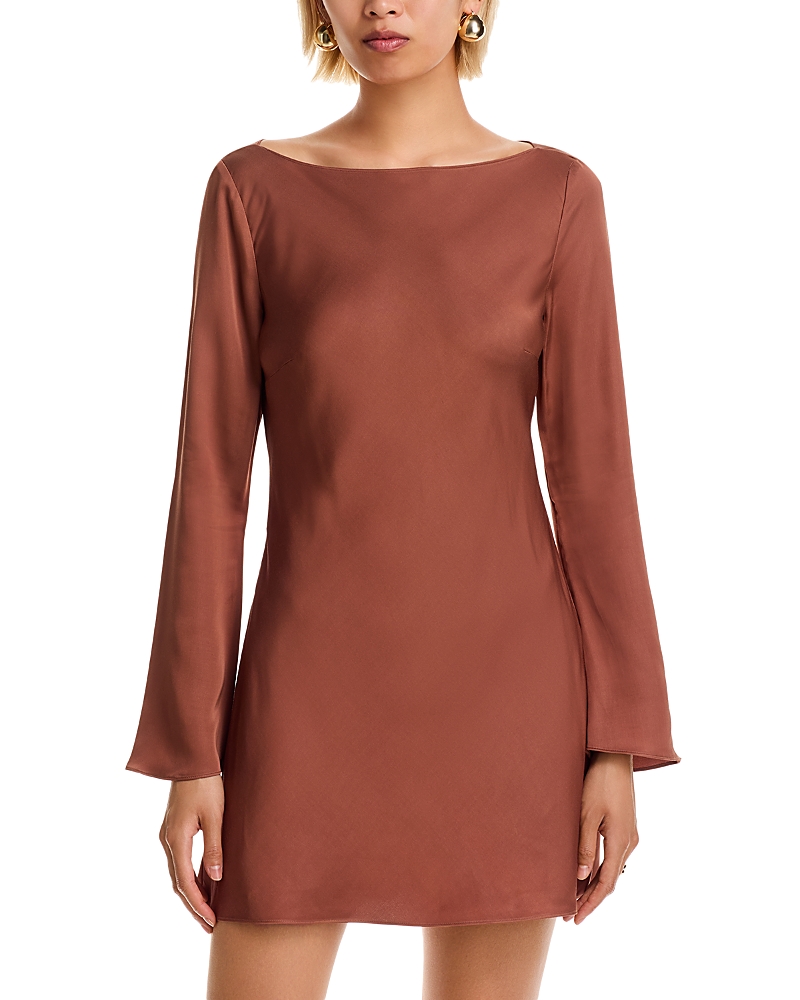 French Connection Ennis Satin Bell Sleeve Mini Dress