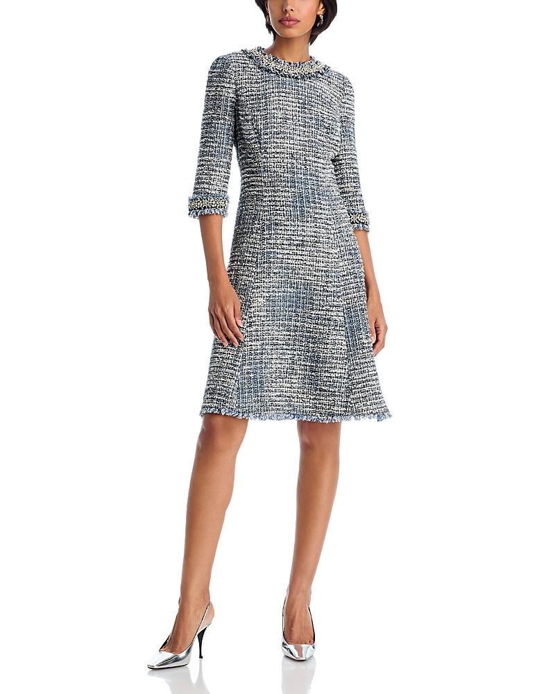 Teri Jon by Rickie Freeman Embellished Tweed Dress
